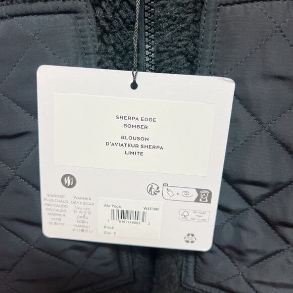 ALO Yoga Sherpa Edge Bomber Jacket Black Size S NWT - Picture 5 of 8
